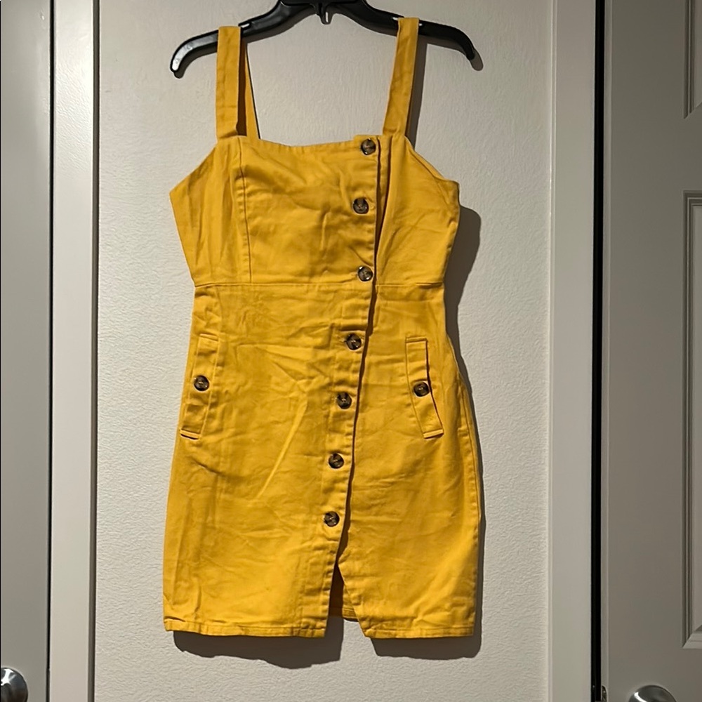 Forever 21 Yellow Button-Front Dress